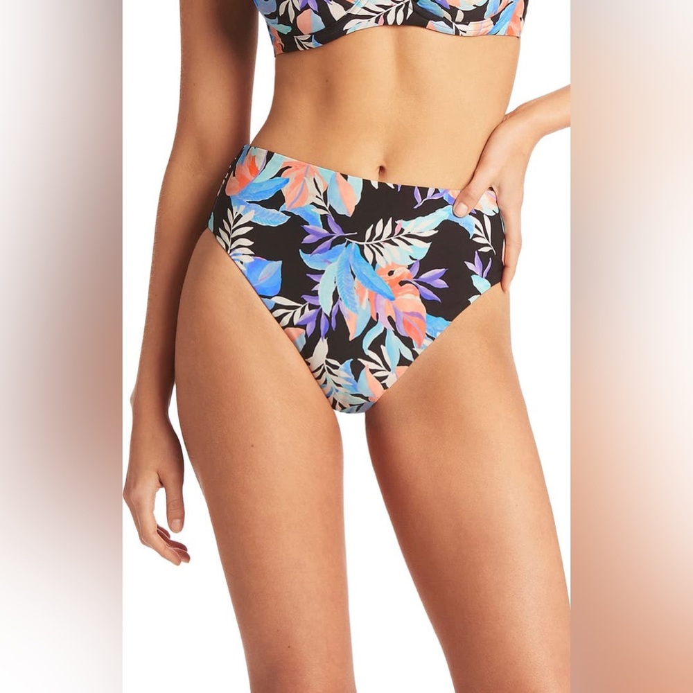 NWOT Sea Level Floral Print High-Waisted Bikini Bottoms Size 12